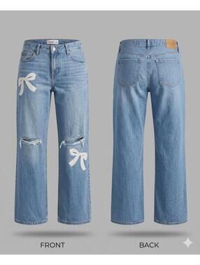 ✨ 🎀 NWT Abercrombie Kids Bow Patch Baggy Jeans Low Rise 17/18 Short 8886-15 🎀